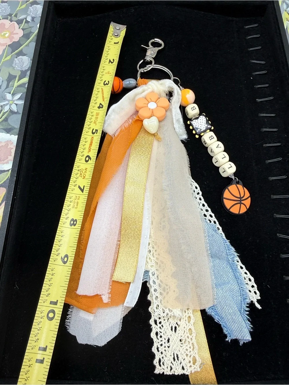 👑Adorned Crown Jewelry purse bag charm keychain basketball fabric tassel